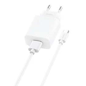 Ātrais lādētājs Foneng 1x USB EU28 12W QC 3.0 + USB Type C kabelis