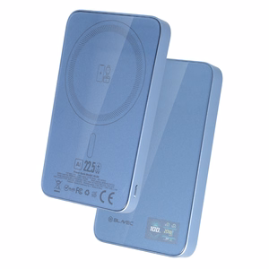 Blavec BJ-04 10000 mAh plāns magnētisks ārējais akumulators ar MagSafe, 13,5 mm, USB-C, 22,5 W, 3 vienā (PBBJ04-MC5LB) (krāsa: gaiši zila; stikla apdare)