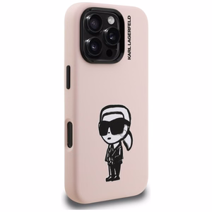 Karl Lagerfeld Silikona Karl Sketch MagSafe Maciņš for iPhone 16 Pro - rozā