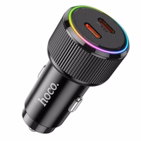Automobiļa lādētājs Hoco 2 x USB C QC PD 50W NZ14B melns