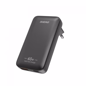 Dudao A65Q 65W GaN Дорожное зарядное устройство USB-A USB-C PD ультратонкое EU US - чёрный