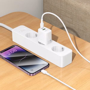 Borofone sienas lādētājs BN29 Fuente - USB + Type C - QC 3.0 PD 30W balts