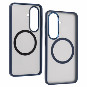 Liavec Soft Case maciņš ar metāla rāmi Samsung Galaxy S26, tumši zils