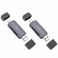 Atmiņas karšu lasītājs Hoco HB45 USB-C/USB-A 2-in-1 USB2.0 pelēks