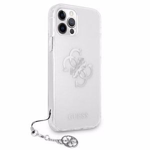 Guess GUHCP12LKS4GSI iPhone 12 Pro Max 6.7" Caurspīdīgs cietais apvalks 4G Sudraba piekariņi kolekcija