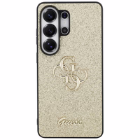 Guess maciņš Fixed Glitter Big 4G Metal Logo for Samsung Galaxy S26 Ultra zelta