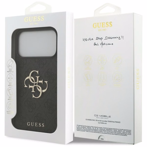 Guess PU 4G Metal Logo vāciņš Apple iPhone 18 Pro Max, pelēks