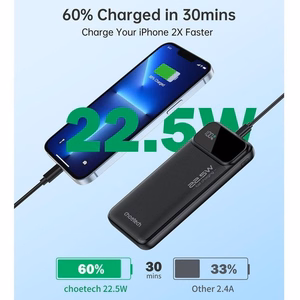 Ārējā baterija Power Bank Choetech B728 22.5W 10000mAh melna