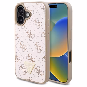 Guess Jaunais 4G Trīsstūris viedtālruņa apvalks iPhone 16 Plus - balts