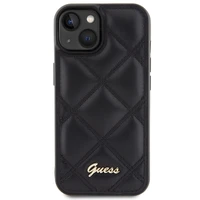 Guess Quilted Metal Logo viedtālruņa apvalks iPhone 15 - melns