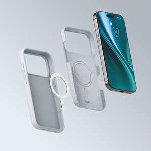 Etteri Silicone Mag maciņš iPhone 17 Pro / 18 Pro, sudraba krāsā