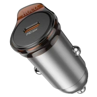 Automobiļa lādētājs Hoco 2 x USB C QC PD 45W + kabelis USB C uz Lightning NZ16B metāla pelēks