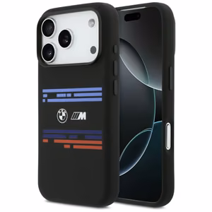 Силиконовый чехол BMW M Horizontal Line MagSafe для iPhone 17 Pro - чёрный
