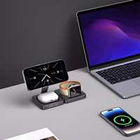 Blavec indukcijas lādētājs BQI-02 Qi 15W magnētiskais Magsafe 3 in 1 Apple/Samsung Watch (BQI02-QIMB) melns