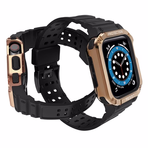 Protect siksniņa Apple Watch 38/40/41mm bruņots apvalks siksniņa - melns, rozā zelts