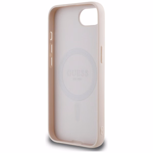 Guess Grained Ring MagSafe viedtālruņa apvalks iPhone 16e - rozā