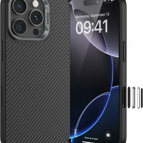 Benks Magnētiskais Armor Pro Kevlar apvalks Metāla rāmis 600D (D065) Iphone 16 Pro melns (Kameras vadības poga)