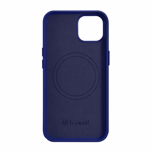 iCarer Litchi Premium ādas viedtālruņa apvalks iPhone 14 Plus Magnētiskais ādas apvalks ar MagSafe Tumši zils (WMI14220711-DB)