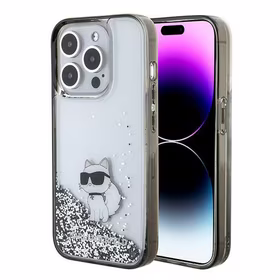 KARL LAGERFELD KLHCP15LLKCNSK IPHONE 15 PRO 6.1 "CAURSPĪDĪGS HARDCASE LIQUID GLITTER CHUPETTE