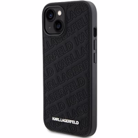 Karl Lagerfeld Kviltēts K Pattern apvalks viedtālrunim iPhone 15 Plus / 14 Plus - melns