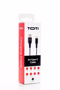 SEEK TOTI USB-A uz Type-C, 2 m pīts kabelis 2A, melns/Space grey