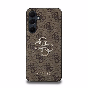 Guess 4G Big Metal Logo viedtālruņa apvalks Samsung Galaxy A35 - brūns