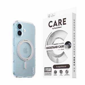 CARE by PanzerGlass Funkcionālais viedtālruņa apvalks ar statīvu iPhone 16 6.1" sudraba/sudraba Magnētiskais 1325