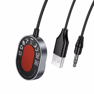 Bezvadu automašīnas uztvērējs Hoco AUX Bluetooth ar kabeli Jack 3,5 mm E150 metālisks pelēks