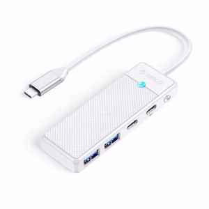 Orico PAPW2AC-C3 USB Hub 4-port 2x USB-A 3.0 1x USB-C 3.0 with USB-C PD 100W charging 0.15m - white