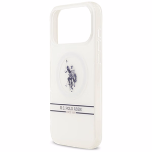 US Polo DH and Bottom Stripe Logo MagSafe Case for iPhone 17 Pro Max - White