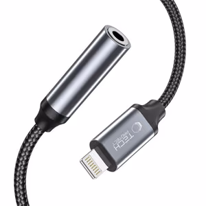 Tech-Protect UltraBoost Lightning / 3.5mm mini ligzdas adapteris - melns