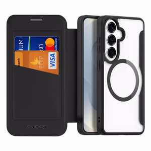 Dux Ducis Skin X Pro MagSafe saderīgs maka maciņš priekš Samsung Galaxy S26 Plus melns