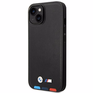 Viedtālruņa apvalks BMW BMHMP14M22PTDK iPhone 14 Plus 6.7 "melns / melna Ādas Zīmogs Trīskrāsu Magnētiskais