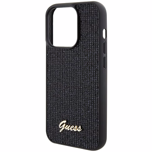 Guess Disko Metāla Uzraksts viedtālruņa apvalks iPhone 15 Pro - melns