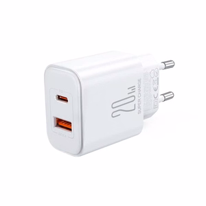 Lādētājs Joyroom JR-TCF05 balts 20W (1xPD 1xQC3.0) + Type-C / Lightning 100cm kabelis