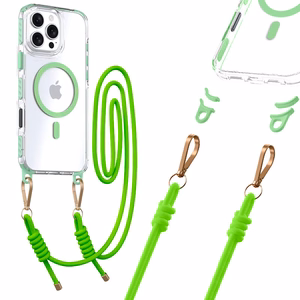 Tel Protect Strap caurspīdīgs viedtālruņa apvalks Iphone 15, zaļš