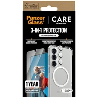 CARE by PanzerGlass Flagship 3in1 viedtālruņa apvalks + stikls + lēcas aizsardzības komplekts Samsung Galaxy S25