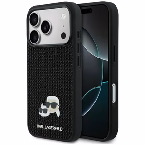 Karl Lagerfeld Rhinestones Karl&Choupette Pin Чехол для iPhone 17 Pro - чёрный