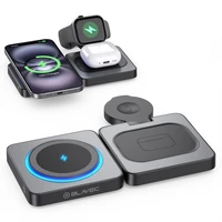 Blavec indukcijas lādētājs BQI-04 Qi 15W magnētiskais Magsafe 3 in 1 UniCharge (BQI04-QIMB) melns