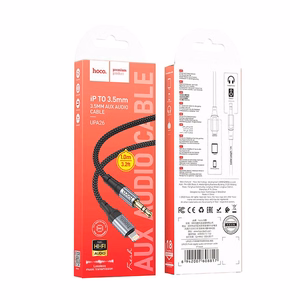 AUX kabelis Lightning uz Jack 3,5 mm Hoco 1 m UPA26 melns