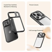 Rock Guard sērijas viedtālruņa apvalks Iphone 17 Pro Max caurspīdīgs-melns