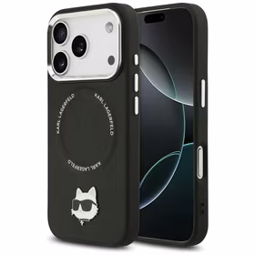 Karl Lagerfeld Choupette Pin Magnētiskais viedtālruņa apvalks iPhone 17 Pro - melns