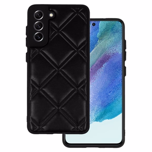 Ādas 3D viedtālruņa apvalks Samsung Galaxy S21 FE dizains 3 melns