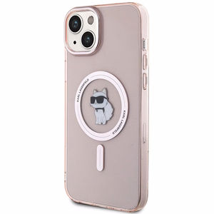 Viedtālruņa apvalks Karl Lagerfeld IML Choupette Magnētiskais MagSafe iPhone 15 Plus - rozā (m)