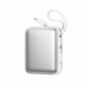 Joyroom JR-PBF27 10000mAh 22.5W внешний аккумулятор со встроенными кабелями USB-C и Lightning - Белый