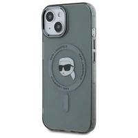 Karl Lagerfeld KLHMP15SHLSKIK iPhone 15 6.1" melns cietais viedtālruņa apvalks IML Metal Karl Head Magnētiskais (MagSafe)