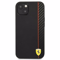 Ferrari FESAXHCP13SBK iPhone 13 mini 5.4" melns/melns cietais apvalks On Track Carbon Stripe