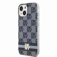 DKNY IML rūtainais mono raksts un drukātas svītras Magnētiskais viedtālruņa apvalks iPhone 15 / 14 / 13 - melna