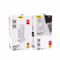 Dudao 5x USB lādētājs ar iebūvētu ES strāvas kabeli balts (A5EU)