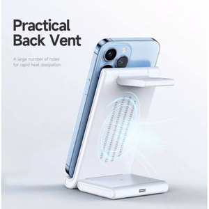 Bezvadu lādētājs Dux Ducis W10-A 3in1 balts 15W (priekš iPhone / Apple Watch / Airpods)